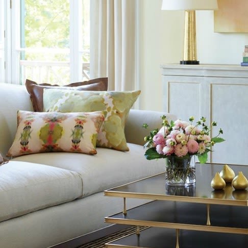 Under the Sea Pink lumbar  and Under the Sea Taupe pillow | Pillows by Laura Park Designs