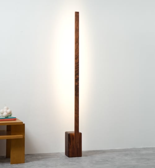 "Column" Hardwood Floor Lamp | Lamps by THE IRON ROOTS DESIGNS