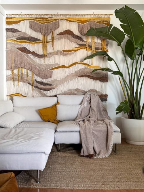 Extra Large Handwoven Wall Hanging – "Amber Falls" | Wall Hangings by KnitushkiStore