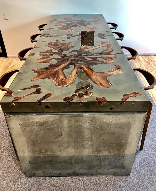 Concrete Teak Root Conference Table | Tables by Doro Designs | Legg Mason International Distribution in Miami