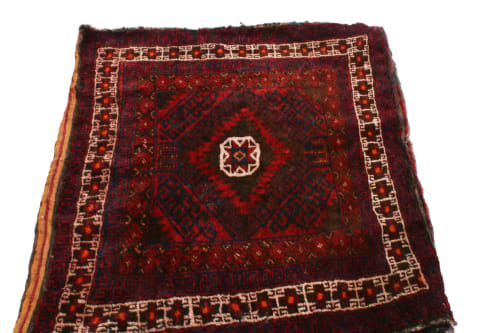 Vintage Green and Red Persian Geometric Wool Rug | Rugs by Rug and Kilim