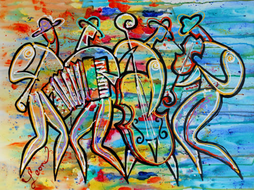 Abstract Jazz Canvas Art Print by Leon Zernitsky | Prints in Paintings by Leon Zernitsky Art