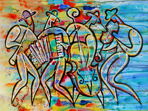 Abstract Jazz Canvas Art Print by Leon Zernitsky | Paintings by Leon Zernitsky Art