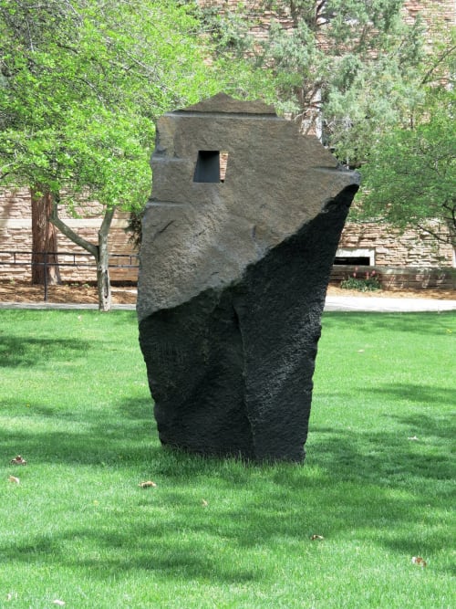 Swedish Black Granite Standing Stone #2 | Public Sculptures by Wingren Sculpture | University of Colorado Boulder in Boulder