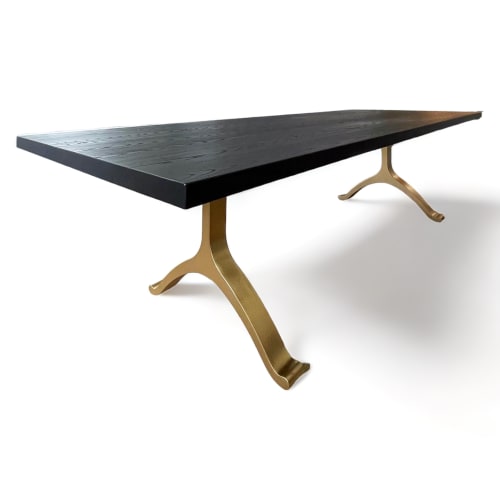 Carbon Black Brass Wishbone Table | Tables by YJ Interiors