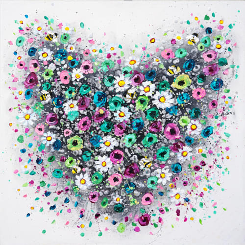 Blossoming Whirlwind — Original Textured Heart Painting | Oil And Acrylic Painting in Paintings by DaggArt