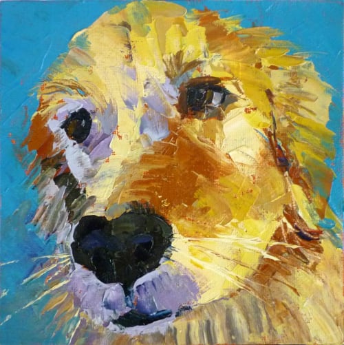 Nala and Sophie | Oil And Acrylic Painting in Paintings by Ann Gorbett Palette Knife Paintings