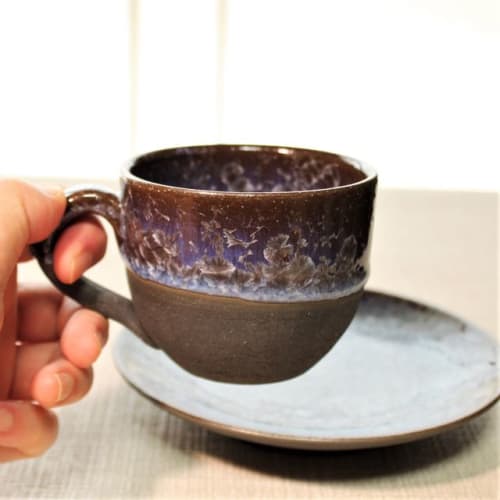 Cup & Saucer of Crystal glaze | Cups by Ceramica Shigemi