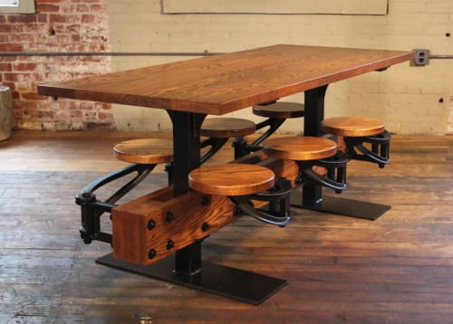 The Get Back Original Swing Out Seat Table | Tables by Get Back Inc (Tim Byrne - Curator / Creator of Vintage-American Industrial Style Furniture) | Bookmarc in New York