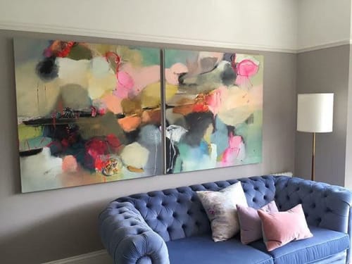 Pink Flamingo I & II | Paintings by Natasha Barnes