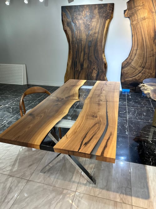 Live Edge Dining Table - Ultra Clear Epoxy | Tables by Tinella Wood