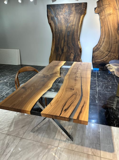 Live Edge Dining Table - Ultra Clear Epoxy | Tables by Tinella Collection