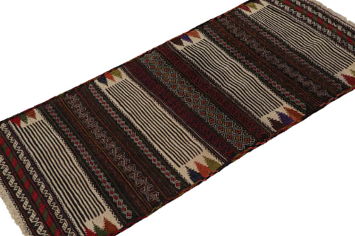 Vintage Afghan Tribal Kilim in Brown with Geometric Patterns | Rugs by Rug and Kilim