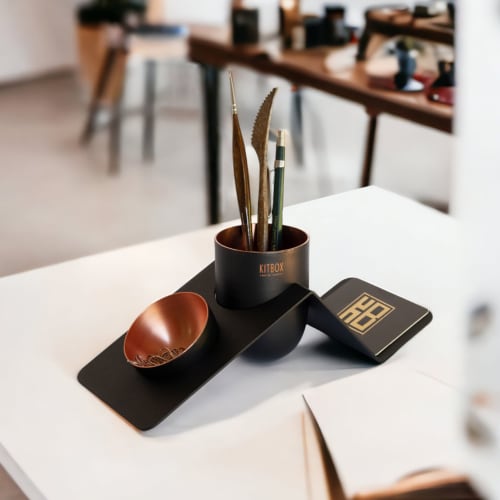 Blank Noir Copper Desk Organizer | Decorative Objects by Kitbox Design
