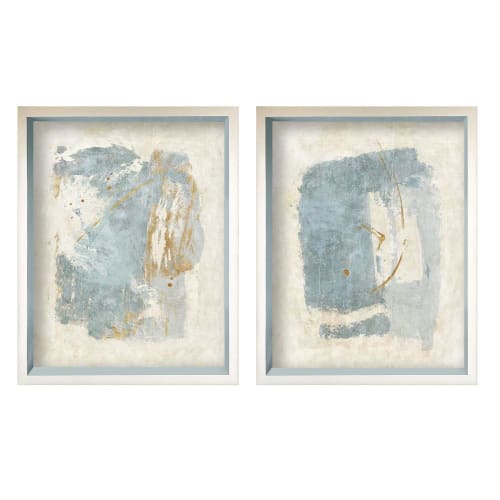 Abstract Blue Ice Framed Giclee Print Set (2) | Prints in Paintings by Suzanne Nicoll Studio