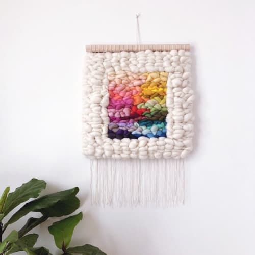 RAINBOW SQUARE woven wall hanging | Wall Hangings by Nova Mercury Design