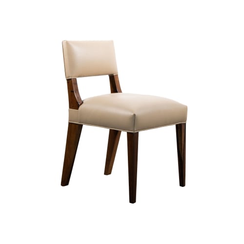 Modern Leather Dining Chair in Exotic Wood, Bruno | Chairs by Costantini Designñ