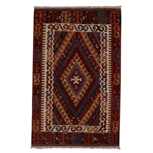 Vintage Mid-Century Fetiye Crimson Wool Kilim Rug | Rugs by Rug and Kilim