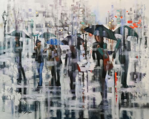WINTER WALK Three | Oil And Acrylic Painting in Paintings by Chin H Shin