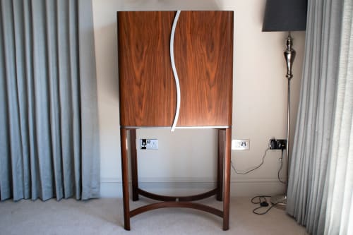 Drinks Cabinet in Walnut & Steel | Furniture by Heliconia Furniture Design