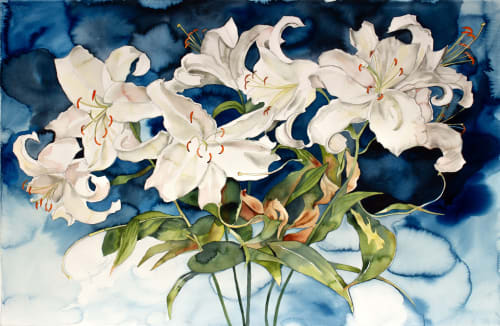Lily Bouquet : Original Watercolor Painting | Paintings by Elizabeth Becker