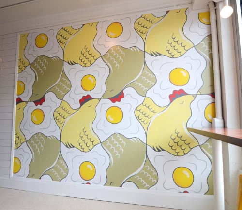 Chicken & Egg Tessellation | Murals by Rather Severe | Fried Egg I'm In Love in Portland