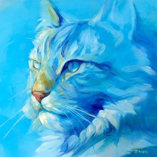 Tiberius in Blue | Paintings by Paws By Zann Pet Portraits