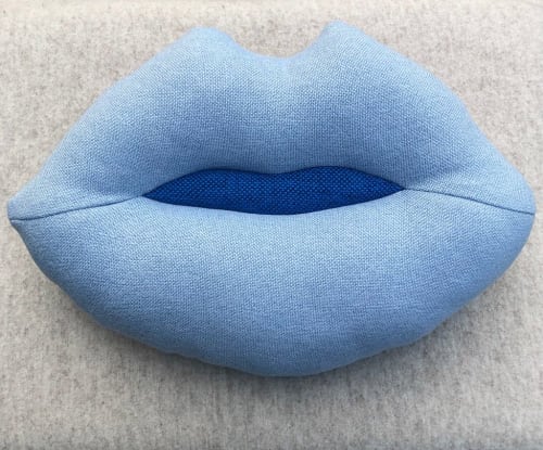 Cobalt Lips Pillow | Pillows by Made Cozy