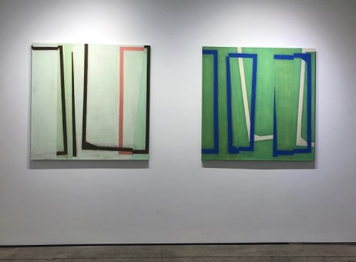Two oil on canvases: Jump Cut E3 and Jump Cut E6 | Paintings by Steven Baris | Kathryn Markel Fine Arts in New York
