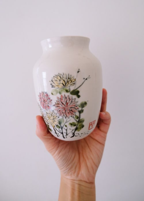 Chrysanthemum Painted Vase | Mug in Drinkware by Mary Lee
