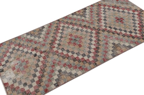 Vintage Polychromatic Runner Rug with Geometric Patterns | Area Rug in Rugs by Rug and Kilim