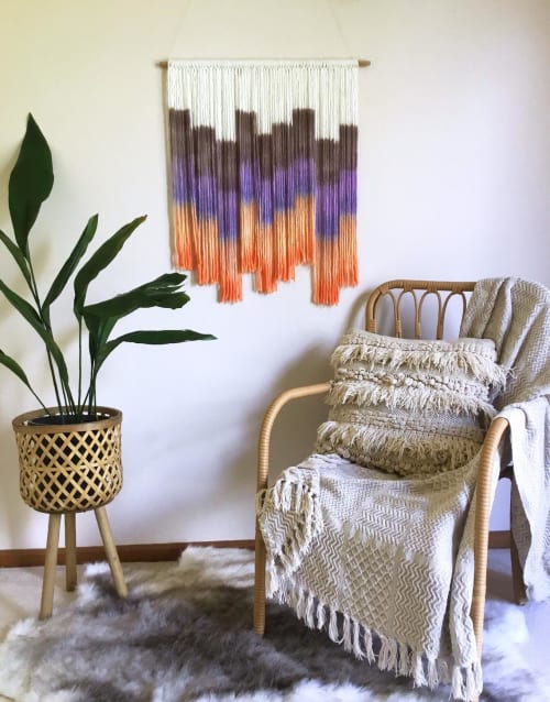 LUSTER Bright Purple Brown Orange Textile Wall Hanging | Macrame Wall Hanging in Wall Hangings by Wallflowers Hanging Art