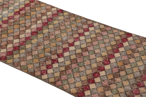 Vintage Turkish Runner Rug in Beige-Brown with Diamond | Rugs by Rug and Kilim