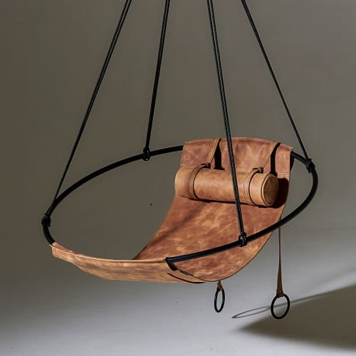 Modern Minimal Genuine African Leather Swing Chair | Chairs by Studio Stirling