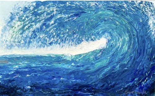 Deep Wave – Large Abstract Ocean Painting | Oil And Acrylic Painting in Paintings by Eman's Gallery