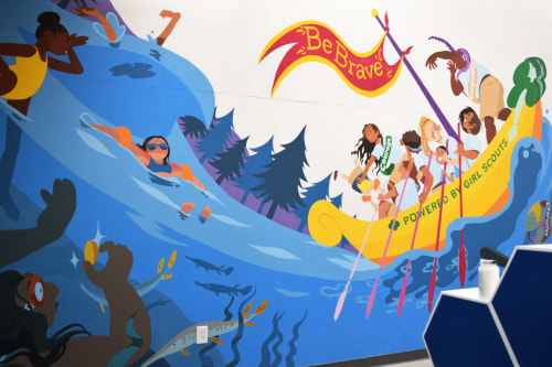 Girl Scout Aquatic Center Mural | Murals by Emily Alvarez | Camp Prairie Schooner in Kansas City