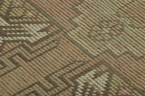 Vintage Turkish Rug in Pink with Blue & Green Geometric | Rugs by Rug and Kilim