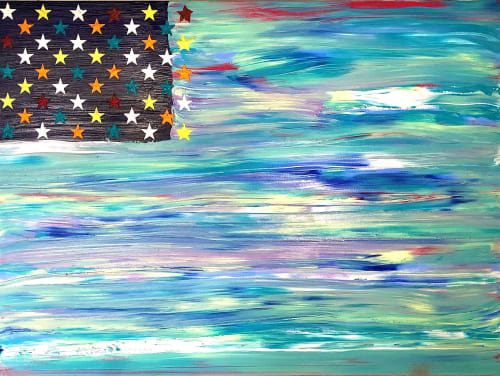 California Ocean Flag | Oil And Acrylic Painting in Paintings by Dutch Montana Art | 1111 Bayside Dr in Newport Beach