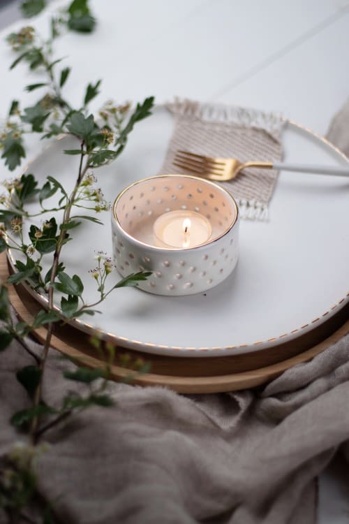 White and Gold Tealight | Apparel & Accessories by Sofia Sustelo