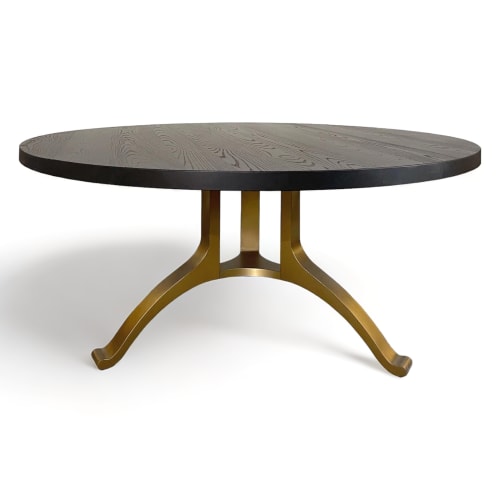 Carbon black brass tripod wishbone table | Dining Table in Tables by YJ Interiors