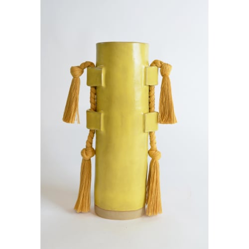 Handmade Ceramic Vase #504 in Marigold with Cotton Braid | Vases & Vessels by Karen Gayle Tinney