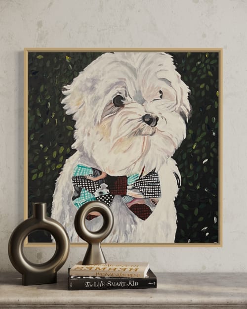 Coco - Maltese Pet Portrait | Oil And Acrylic Painting in Paintings by HEIDY GONZALEZ - GONZALEZ ART DESIGN
