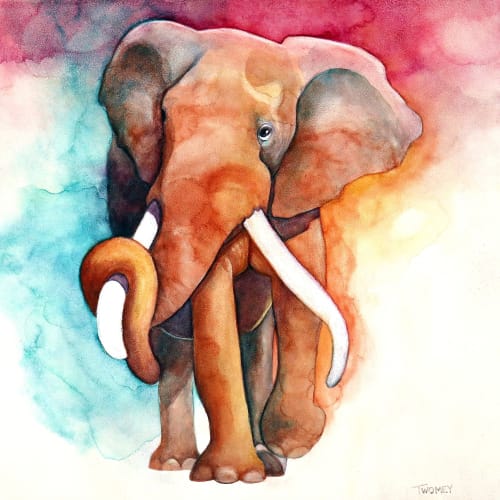 Bull Elephant Walk | Paintings by Catherine Twomey | DOG & PONY SHOW in Asheville