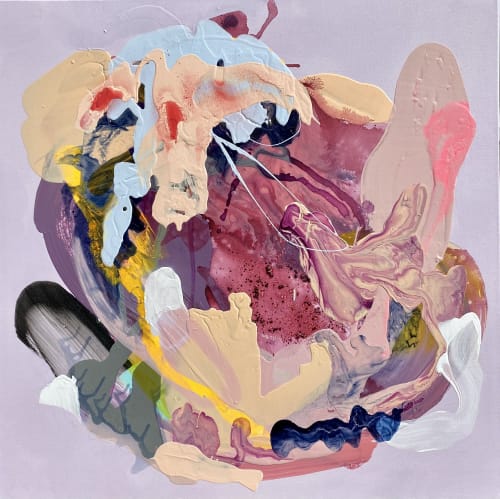 Deserted Flower (40 x 40") | Oil And Acrylic Painting in Paintings by Calina Hiriza