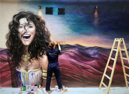 Laughing Bedouin Woman | Murals by Elsa Jeandedieu Studio