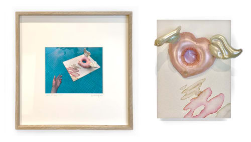 "Study of a Putto" [Floating Painting + Performative Documentation Photo] | Paintings by Noel Kassewitz