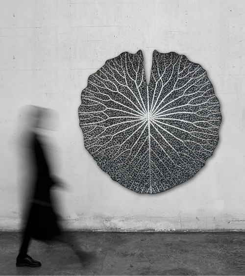 Nelumbium Grey XXL size wall sculpture | Wall Hangings by Julia Gorbunova