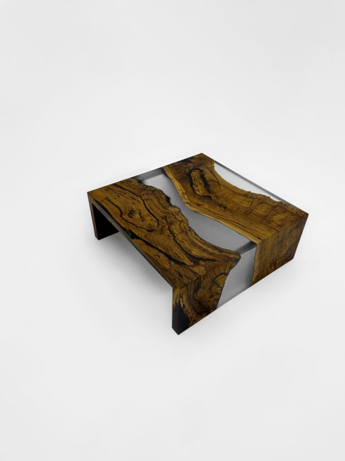 Gray Resin Coffee Table - Epoxy Custom Coffee Table | Tables by Tinella Wood
