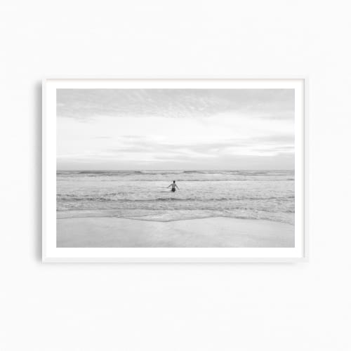 Black & white beach photography print, "Monochrome Swimmer" | Photography by PappasBland