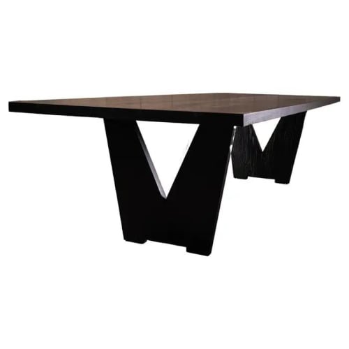 V Black Oak Dining Table | Tables by Aeterna Furniture